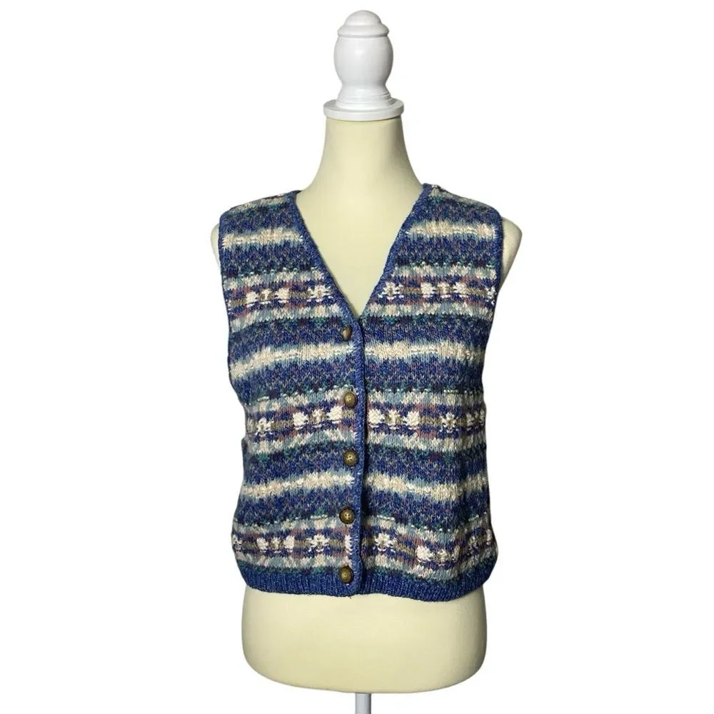 Vintage 90's L.L Bean Jacquard Fair Isle Knit Sweater Vest Women's Size Medium